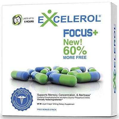 Excelerol Focus Plus Brain Supplement, Memory Support Capsules (60 Capsules)