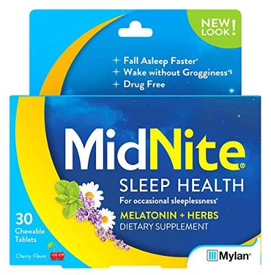MidNite Drug-Free Sleep Aid, Chewable Tablets, Cherry Flavored, 30 Count, Melato