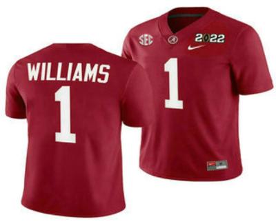 Men's Alabama Crimson Tide #1 Jameson Williams 2022 Patch Red College Football
