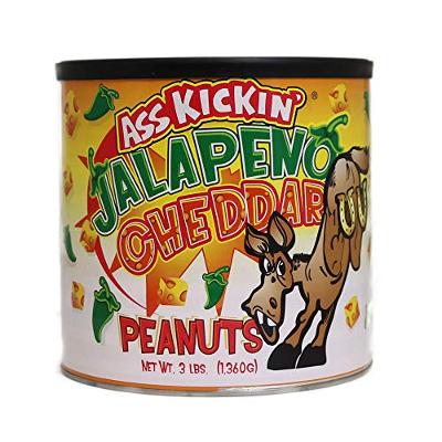 ASS KICKIN Jalapeno Cheddar Spicy Hot Peanuts  3 Lb Can - Ultimate Gourmet Gif