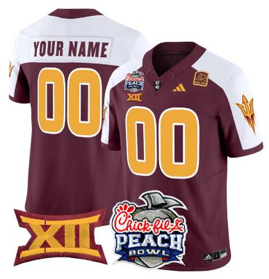 Custom Arizona State Sun Devils Jersey 2025 Peach Bowl Patch Maroon Alternate