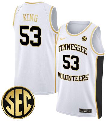 Bernard King Jersey #53 Tennessee Vols 2024 Swingman Basketball White Gold