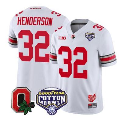 TreVeyon Henderson Jersey #32 Ohio State Good Year Cotton Bowl Football White