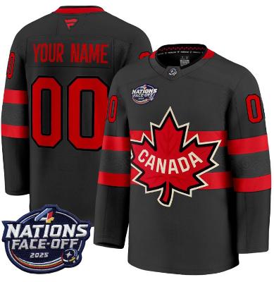 Men's Custom Canada Jersey 4 Nations Face-Off 2025 Premium All Stitched Black