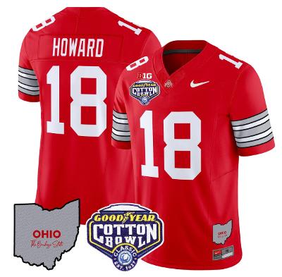 Will Howard Jersey #18 Ohio State Buckeyes Cotton Bowl Patch Stitched Red
