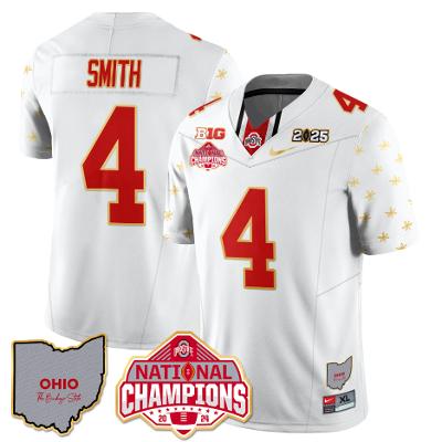 Jeremiah Smith Jersey #4 Ohio State National Champions 2025 Patch White Limited