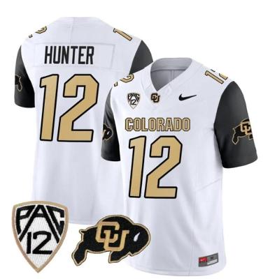 Men's Colorado Buffaloes Travis Hunter Jersey #12 College Black Sleeves
