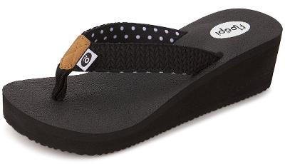 Floopi High Heel Wedge Sandals for Women Size 7 Black
