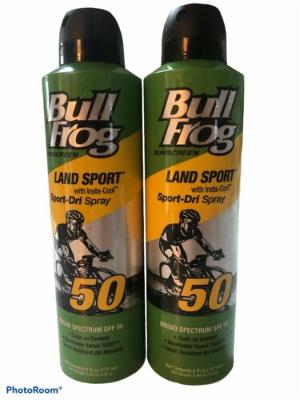 2x Bull Frog Sunscreen Land Sport Dri Dry Spray SPF 50 6/2021