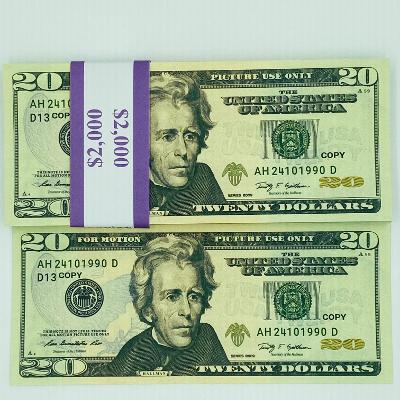 Prop Movie Money Looks Real 2 Sided Realistic Full Print Fake Bill 200 Pcs $20 