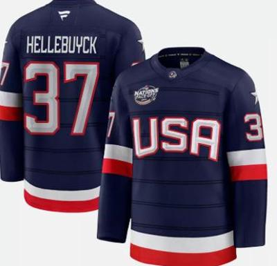 Men's Connor Hellebuyck #37 USA Navy 2025 4 Nations Face-Off Stitched