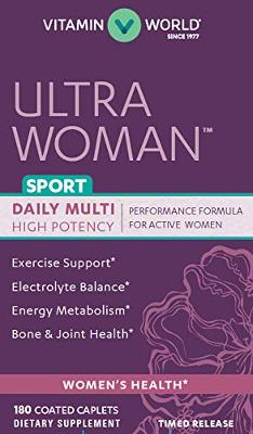 Vitamin World Ultra Woman Sport Daily Multivitamins 180 Caplets, Vitamins for Wo