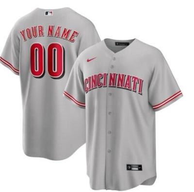 Custom Cincinnati Reds Cool Base Jersey - Gray