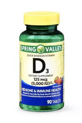 Spring Valley Quick Dissolve Vitamin D3 Tablets (5000 IU) 90 Count