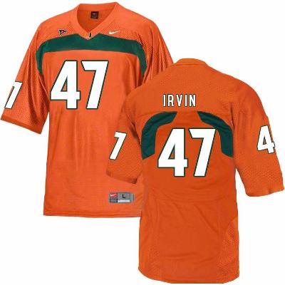 Miami Hurricanes #47 Irvin NCAA College Jersey Orange