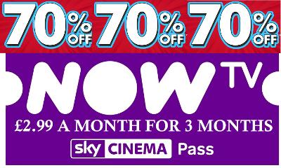 NOW TV CINEMA MOVIES 3 MONTHS 70% 2.99 DISCOUNT NOWTV PASS - Email Instant