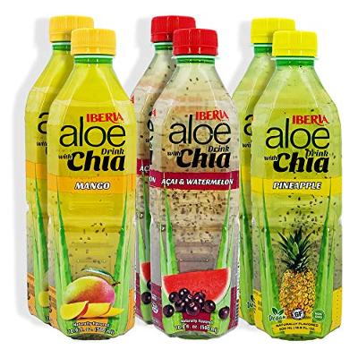 Iberia Aloe Vera Drink with Aloe Pulp and Chia Seeds 16.9 Ounce (Pack of 6) 2 X