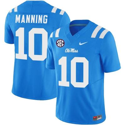 Men's Eli Manning Jersey #10 Ole Miss Rebels Football Vapor Limited Powder Blue
