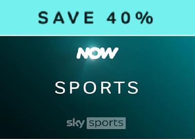 NOW TV 6 MONTHS SKY SPORTS 20 POUNDS PER MONTH DISCOUNT CODE - 40% DISCOUNT