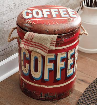 Rustic Coffee Storage Stool (w.)