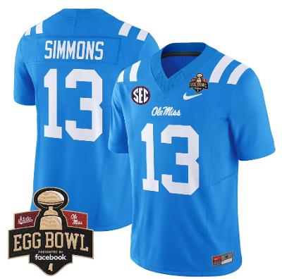 Austin Simmons Jersey #13 Ole Miss Rebels 2025 Egg Bowl Limited Stitched Blue