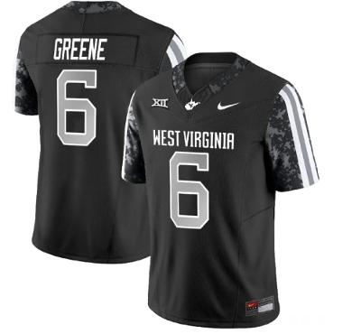 Men's West Virginia Mountaineers #6 Garrett Greene Jerseys Back