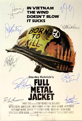 FULL METAL JACKET MOVIE Poster Signed by 10 cast with COA, AUTHENTIC