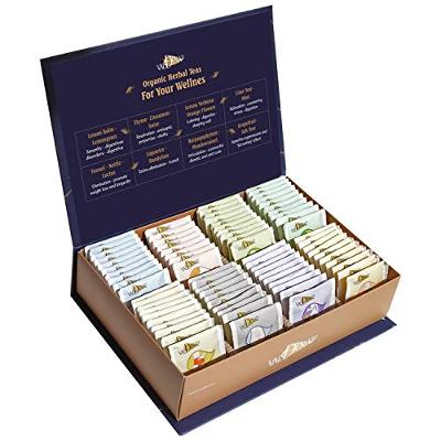 Valdena Bio Organic Tea Line sampler, Gift Box 64 Tea Bags, 8 Beneficial Flavors