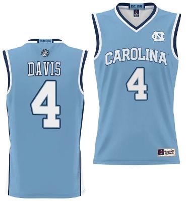 Men's RJ Davis Jersey 4 UNC Tar Heels College NIL Basketball Lightweight Blue