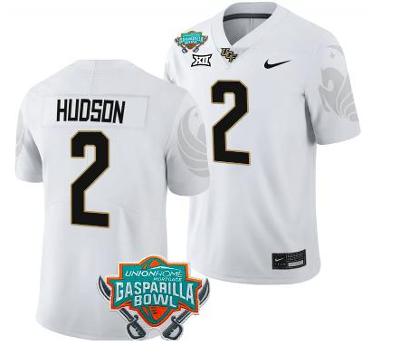 Kobe Hudson Jersey #2 UCF Knights 2023 Gasparilla Bowl Patch Football White