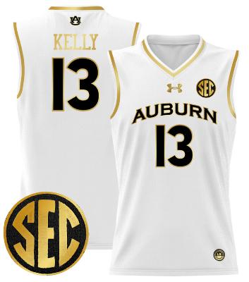 Miles Kelly Jersey #13 Auburn Tigers 2024 Lightweight Basketball White Gold