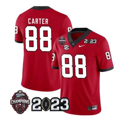Georgia Bulldogs Jalen Carter Jersey #88 CFP Patch 2023  All Stitched Red