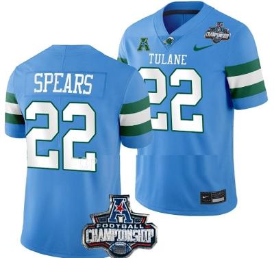 Men's Tyjae Spears Jersey #22 Tulane Green Wave 2022 ACC Football Championship