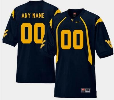 Custom WVU Football Jersey Name and Number Navy College Replica