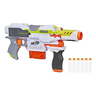 NERF Modulus Motorized Toy Blaster with Drop Grip, Barrel Extension, 6-Dart Cli