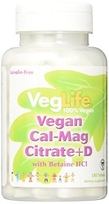 VegLife Vegan Cal-Mag Citrate + Vitamin D 500mg | for Bone Strength, Muscle & He