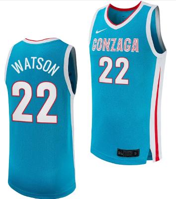 Men's Anton Watson Jersey 22 Gonzaga Bulldogs Basketball Uniform  Turquoise