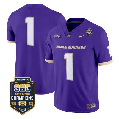 Team Jersey #1 James Madison Dukes 2025 SBC Champions Vapor Stitched Purple