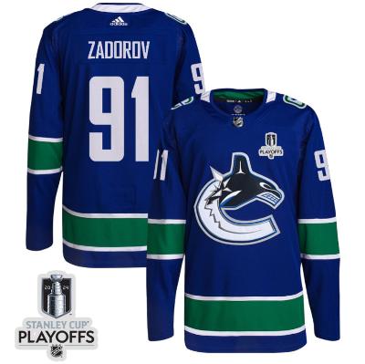 Nikita Zadorov 91 Vancouver Canucks 2024 NHL Playoffs Home Jersey - Men, Blue