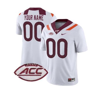 Custom Virginia Tech Hokies Jersey Football White Away Game All Stitched