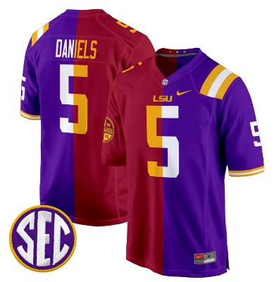 Jayden Daniels Jersey #5 LSU Tiger Split Game College Football All Stitched