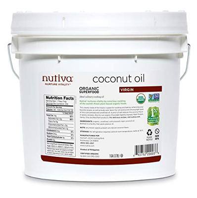 Nutiva Organic Cold-Pressed Virgin Coconut Oil, 1 Gallon, USDA Organic, Non-GMO,