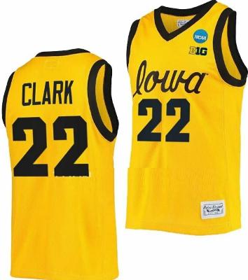 Caitlin Clark Jersey #22 Iowa Hawkeyes College Basketball Gold 