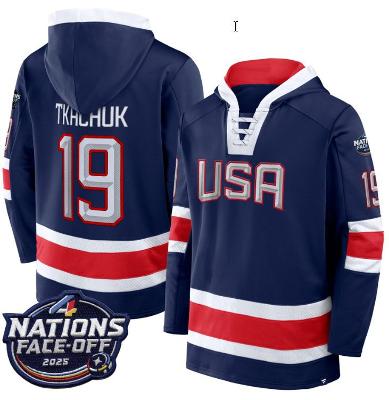Men Matthew Tkachuk Hoodie #19 USA 4 Nations Face-Off 2025 Pullover Stitched