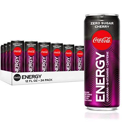 Coke Energy Zero Sugar Cherry, Cherry Energy Drinks with Vitamin B6, 144 mg Caff