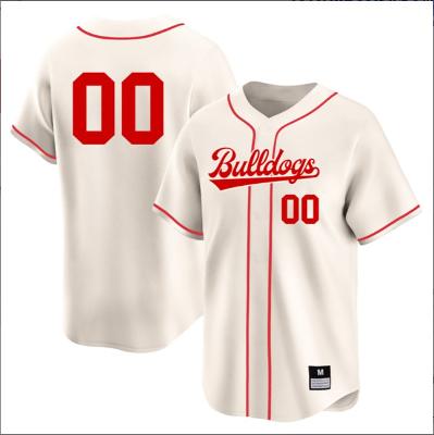 Custom Georgia Bulldogs Baseball Cream Full Button Jersey All Stitched