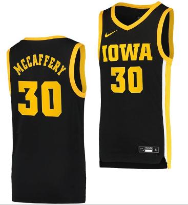 Men's Connor McCaffery Jersey Iowa Hawkeyes Basketball Black Swingman 30