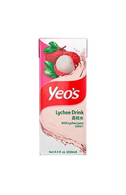 Yeo's Lychee Drink with No Added Flavoring, Pack of 24 8.5 Fl Oz Cartons - No Ar