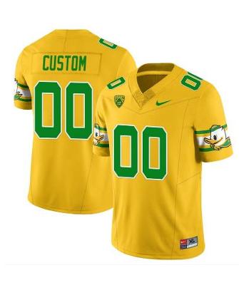 Custom Oregon Ducks Jersey Mighty Oregon Throwback Football Style 2 Yellow