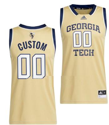 Custom Georgia Tech Yellow Jackets Jersey Name and Number College Beige Swingman
